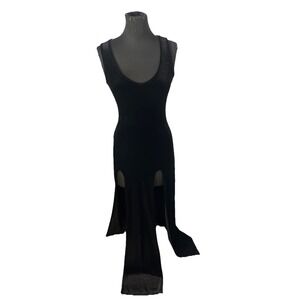 90's Y2K K T O O Velvet Maxi Dress Whimsigoth Witchy 2 Front Slit  Sz‎ M